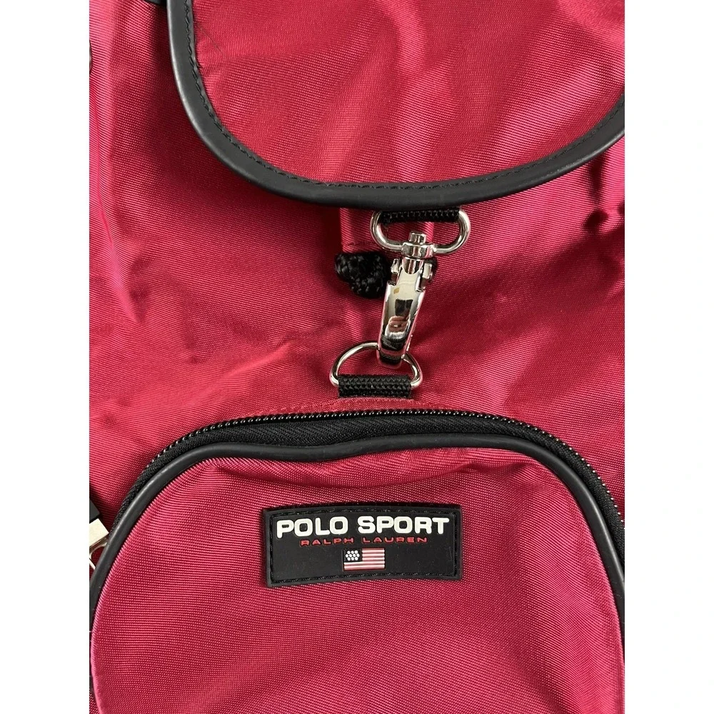 Vintage Polo Sport Ralph Lauren Backpack Red Black Rucksack Drawstring